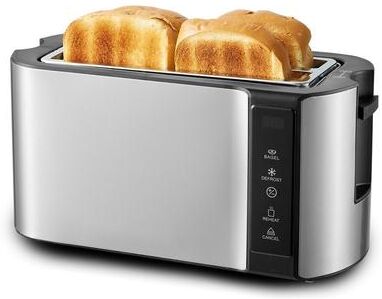 Elite Cuisine ECT3525 Stainless Steel 4 Slice Long Slot Toaster with Digital Display & Touch-screen