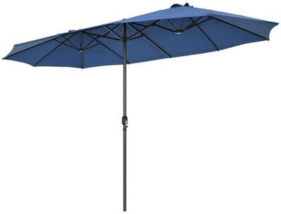 Costway 15 Feet Patio Double-Sided Umbrella with Hand-Crank System-Navy