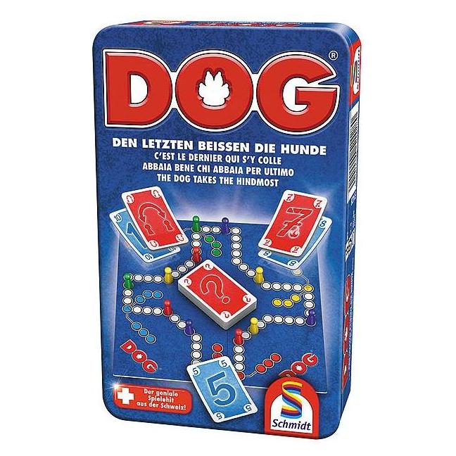 Schmidt Spiele DOG Bring-Mich-Mit-Spiele in der Metalldose (Deutsch, Englisch, Französisch, Italienisch, 2 - 6 Spieler) (51428)