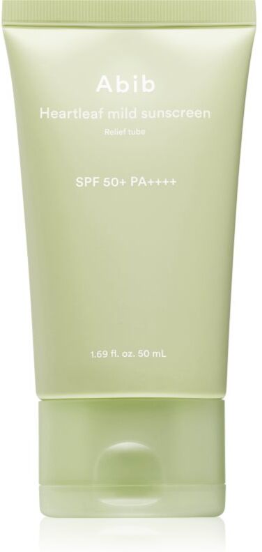 Abib Heartleaf Mild Sunscreen Relief Tube crème solaire visage avec effets apaisants SPF 50+ 50 ml