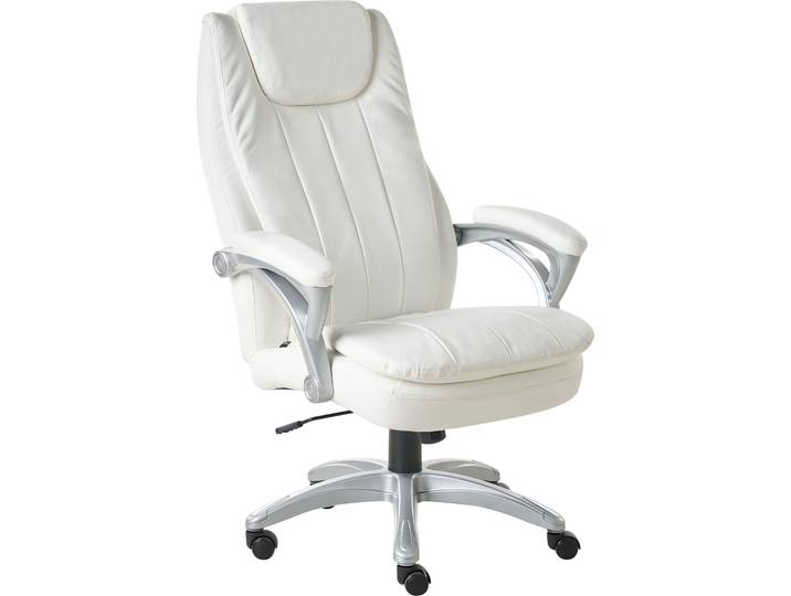 BELIANI Chefsessel Cremeweiß Kunstleder Gepolstert Höhenverstellung Drehbar Neigungsfunktion Ergonomische Form Bürostuhl Bürosessel