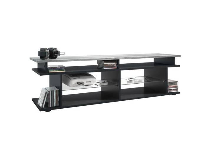 Vladon TV Board Movie V3 Game On 139 x 39 x 37 5 cm caisson en Noir mat façades en Avola-Anthracite