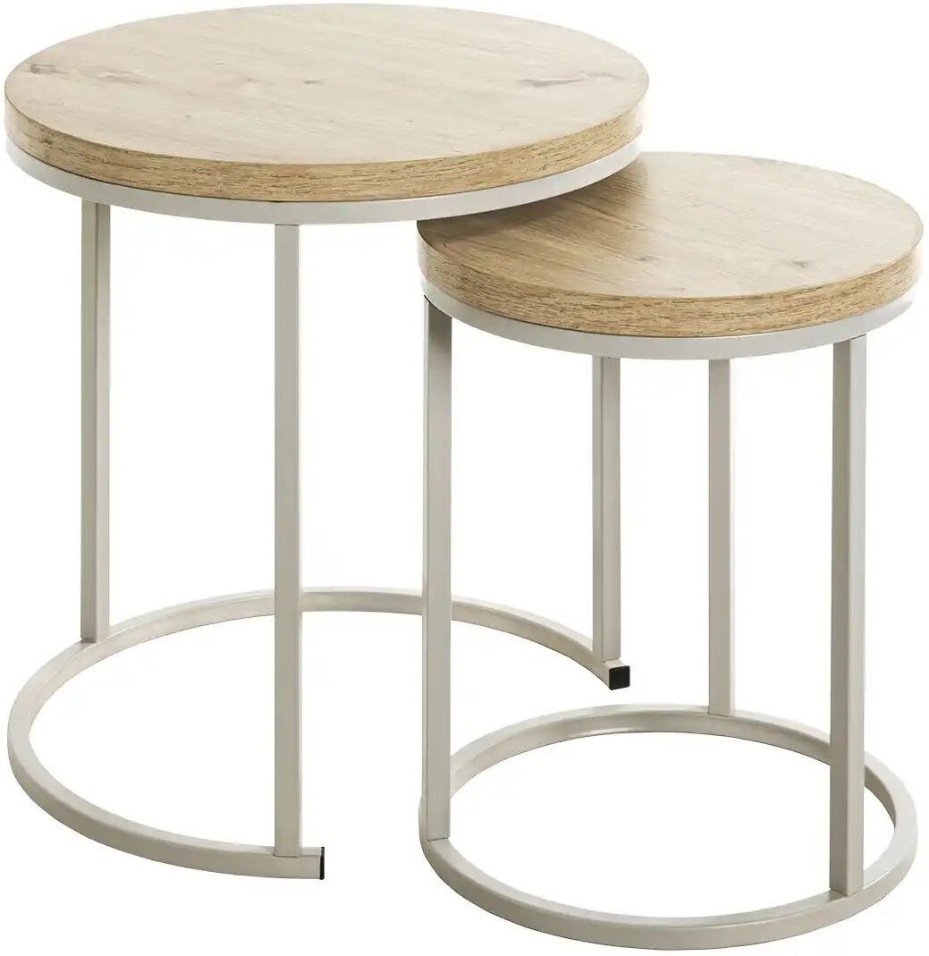 Höffner Beistelltisch 2er Set  Haiger ¦ holzfarben ¦ Maße (cm): H: 49  Ø: 45