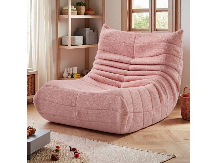Fauteuil paresseux - NEXU - 86x105x75 cm - Velours Rose - Confort Ergonomique