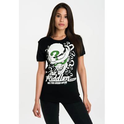 T-Shirt LOGOSHIRT "The Riddler", Damen, Gr. S, schwarz-weiß (schwarz, weiß), 100% Baumwolle, bedruckt, normal, Rundhals, Shirts T-Shirt, mit lizenziertem Originaldesign