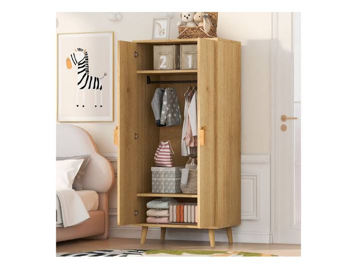 Odikalo Kleiderschrank Garderobenständer Doppeltür-Design großen Staufächern Cartoon-förmige (Griffe und erhöhte Optimale Raumaufteilung für vielseitige Nutzung Einfache Montage mit stabiler Konstruktion 70×55×170)