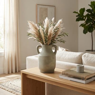 Sagebrook Home Contemporary Terracotta Amphora Vase with Handles for Home Decor