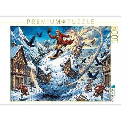 CALVENDO Puzzle Flucht auf der Riesenschneekugel | 1000 Teile Lege-Größe 64x48cm Foto-Puzzle für glückliche Stunden