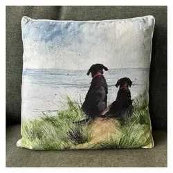 Carbotex, Dekokissen, CU57 Kissen Hunde in den Dünen (45 x 45 cm)