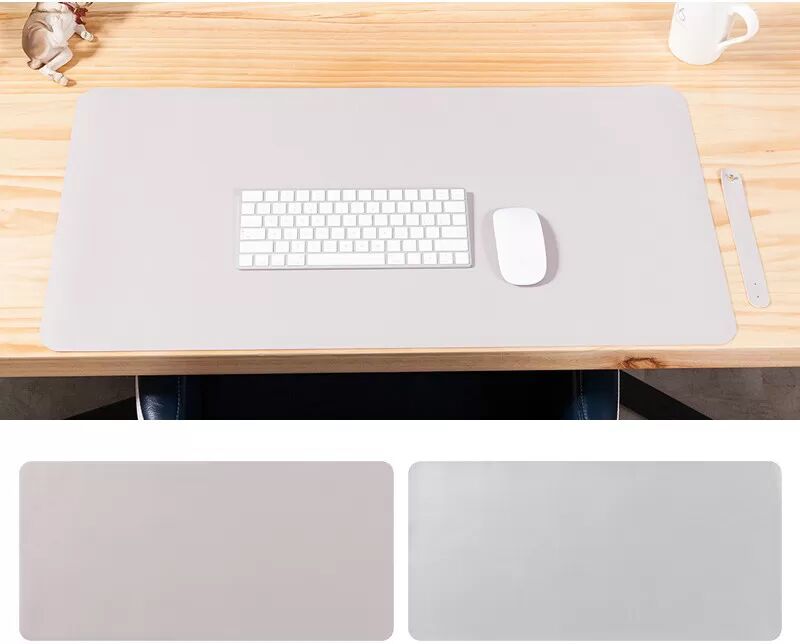 INF Tapis de souris 80x40cm en PU pour bureau et ordinateur portable - Protection visuelle et rangement facile D Gris + Argent