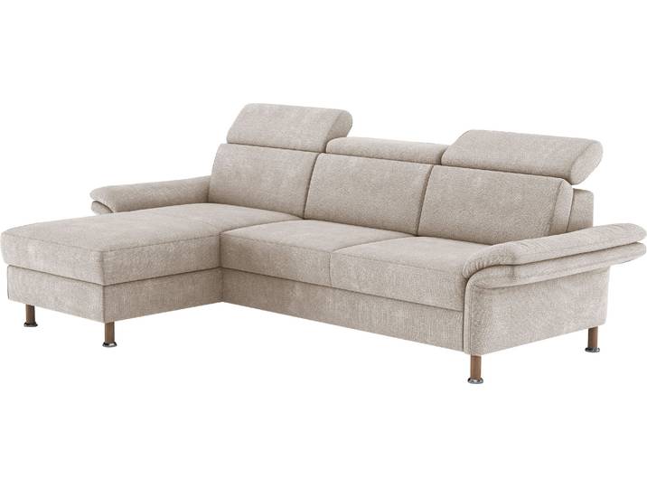 Ecksofa, 260x172 cm, Polyester, Beige, Mit Bettkasten & Recamiere, Klassisch, Home-affaire