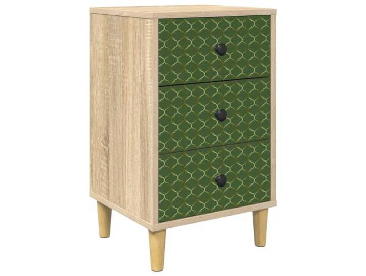 HFXHIJXQ Nachttisch Sonoma-Eiche 36x33x60 cm Holzwerkstoff 3 Schubladen Kompakter Nachtschrank für das Schlafzimmer mit dekorativer Front, erhöhten Füßen und 3 geräumigen Schubladen.