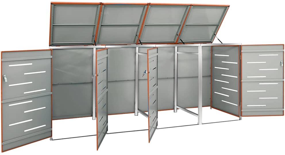 vidaXL Abri pour quatre poubelles 276,5x77,5x115 cm Inox