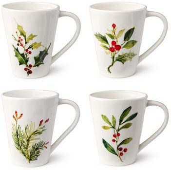 Certified International Holly And Vines Set of 4 Mugs 18 oz. asst.