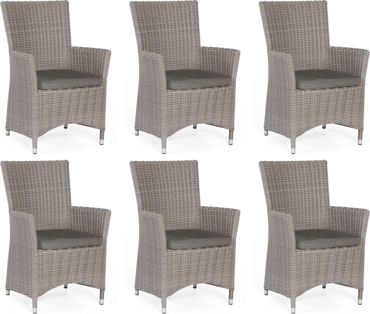 Sonnenpartner 6x Garten-Sessel Ikarus Aluminium/Polyrattan stone-grey Gartenstuhl
