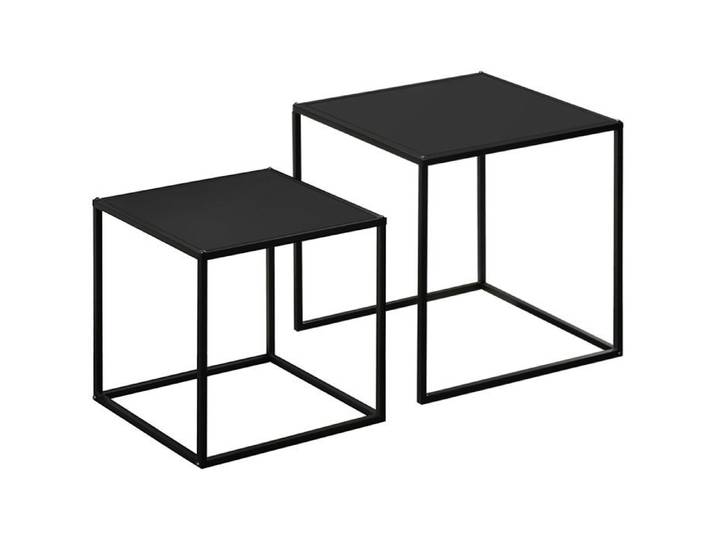 Table basse - SOGEU - HOMCOM - Set 2 pièces - Cadre acier noir - Dimensions 120 x 59 x 45 cm