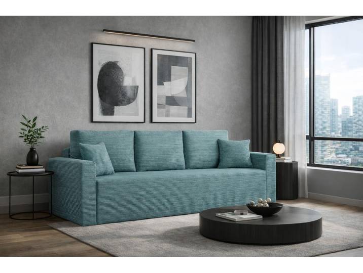 Kaiser Möbel Modernes Sofa ZOOM mit Schlaffunktion Hellblau