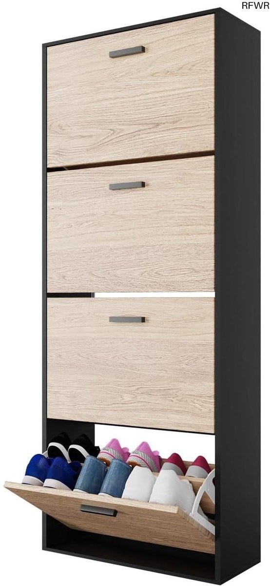 RFWR Schoenenkast voor 24 paar met houtlook - B/D/H: 60 x 24 x 150 cm