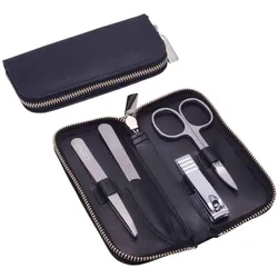 Canal RV-Etui aus Spaltleder schwarz, 4-teilig