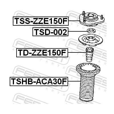 FEBEST Anschlagpuffer, Federung tdzze150f Vorderachse für TOYOTA