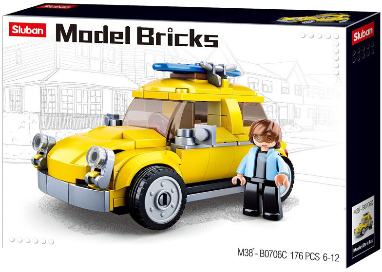 Model Bricks : Mini Voiture Allemande jaune 176 pcs - Sluban
