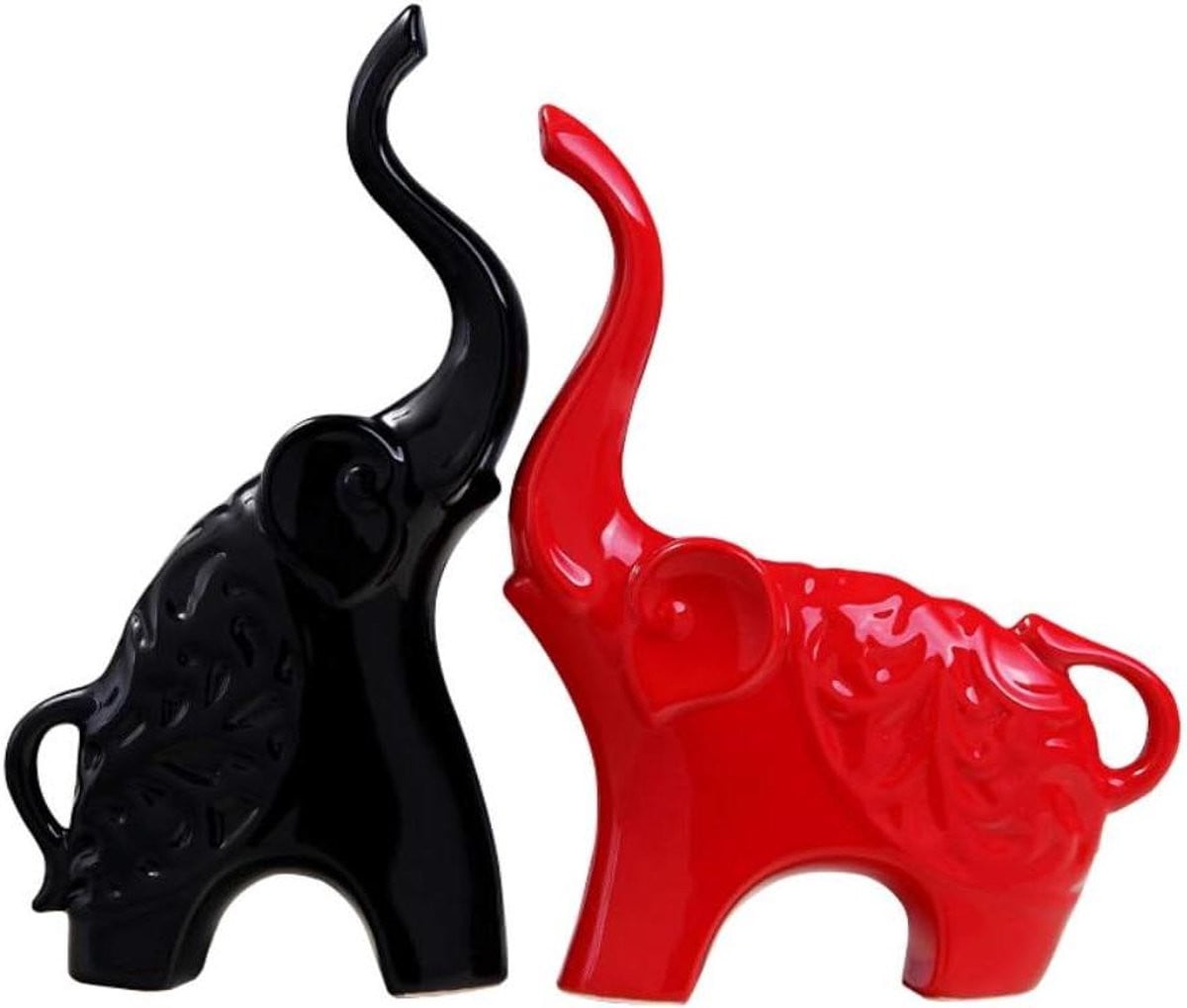 Decoratie Beeldje Rood Zwart van Keramiek voor op Tafel