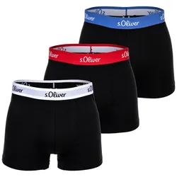 s.Oliver Herren Boxershorts, 3er Pack - Boxerbrief, Baumwoll-Stretch Schwarz Kontrast / L