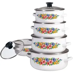 Klausberg pannenset - emaille - alle warmtebronnen - wit, Pfannenset + Topfset, Weiss