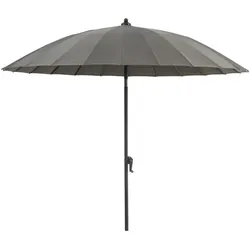 Sonnenschirm Shanghai von Brafab, Aluminium Anthrazit, Polyester Grau, zitronengelbe Rippen, neigbar, Ø 270 cm