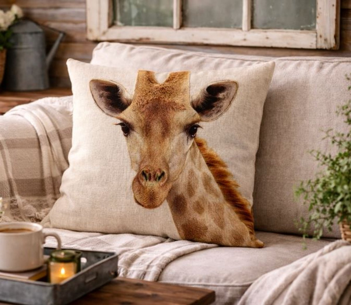 Canvas Wildlife Portraits Kussenhoes Giraffe - 45 x 45 cm