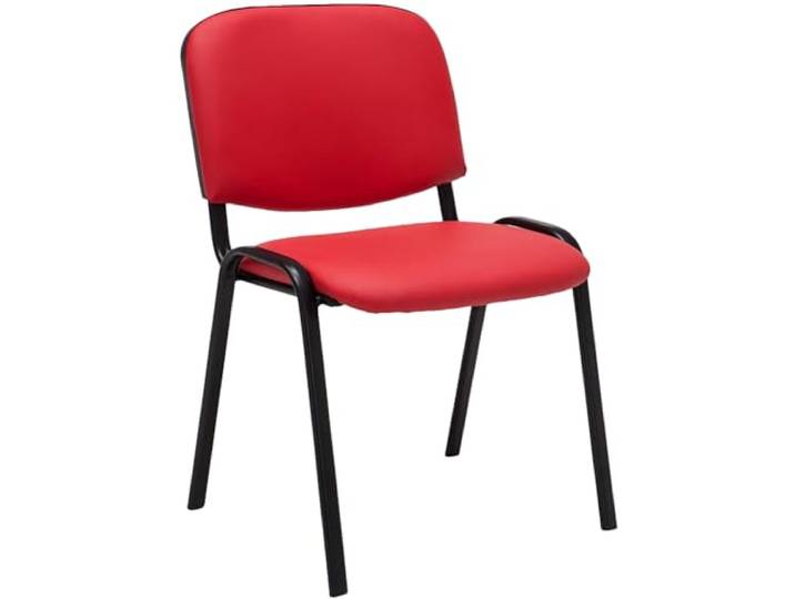 CLP Stapelstuhl Ken I Konferenzstuhl Mit Kunstleder-Bezug I Schwarzes Metallgestell, Farbe: rot