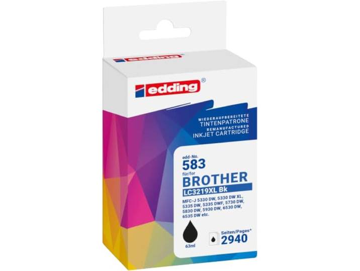 Edding Inktcartridge vervangt Brother LC-3219XLBK Compatibel Zwart EDD-583 18-583-01
