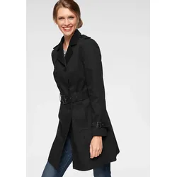 Trenchcoat ANISTON CASUAL, Damen, Gr. 38, schwarz, Web, Obermaterial: 100% Baumwolle. Futter: 100% Polyester, unifarben, figurumspielend ca. Mitte Oberschenkel, verstellbar, Mäntel, mit Gürtel zum Regulieren