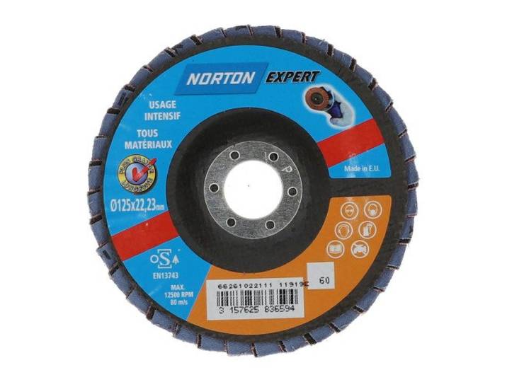 Disque À Lamelles Norton Expert Ø 125 X 22\,23 Mm - Grain 60 - Lot De 5 - Lot De 5