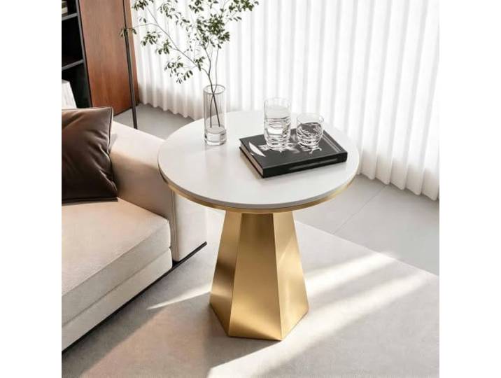 KAFHGEIN Moderner Runder Beistelltisch für Sofa und Wohnbereich Vielseitiger Beistelltisch mit dekorativem Runddesign für Getränke, Pflanzen und Wohnaccessoires