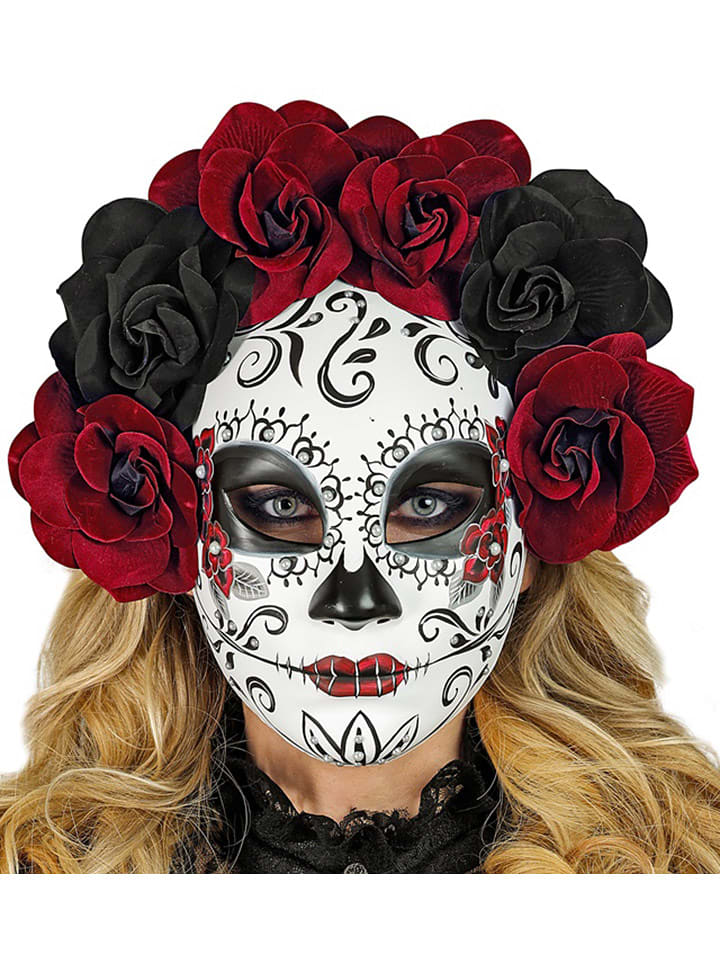 Widmann Maske "DIA DE LOS MUERTOS" in Weiß/ Schwarz/ Rot - onesize