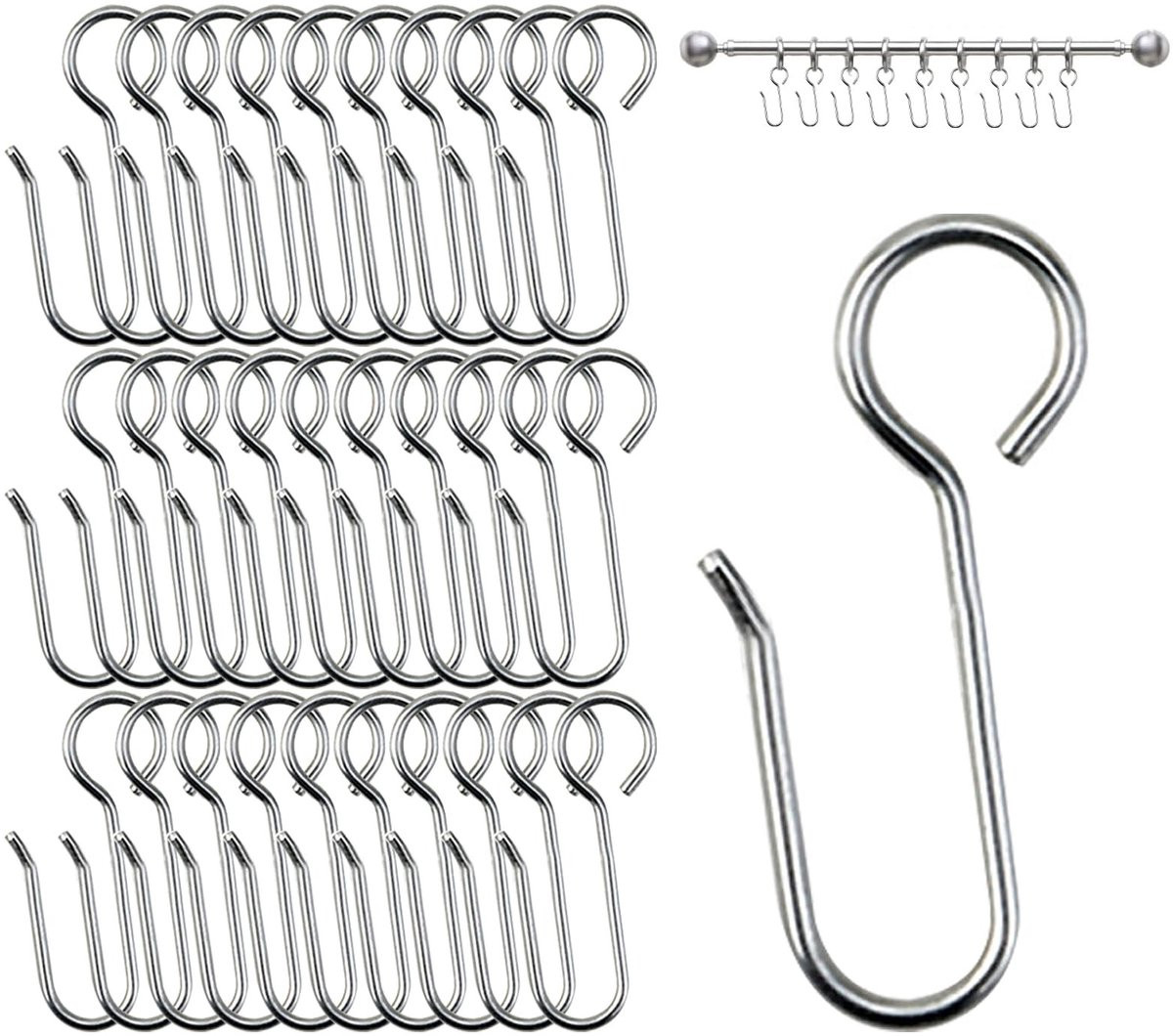 Dailygoods Gordijnhaken 60 stuks - Metalen gordijnringen voor douchegordijn