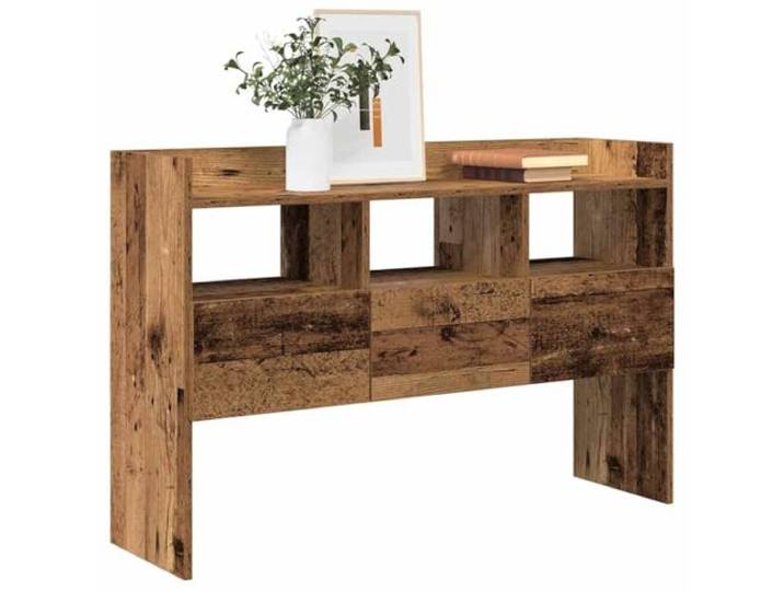 HEFZGDB Modernes Sideboard aus Holzwerkstoff mit Stauraum: Schlichtes Sideboard für Multimedia-Geräte und Bücher in Altholz-Optik mit offenen Fächern und DREI Schubladen, Beistellschrank