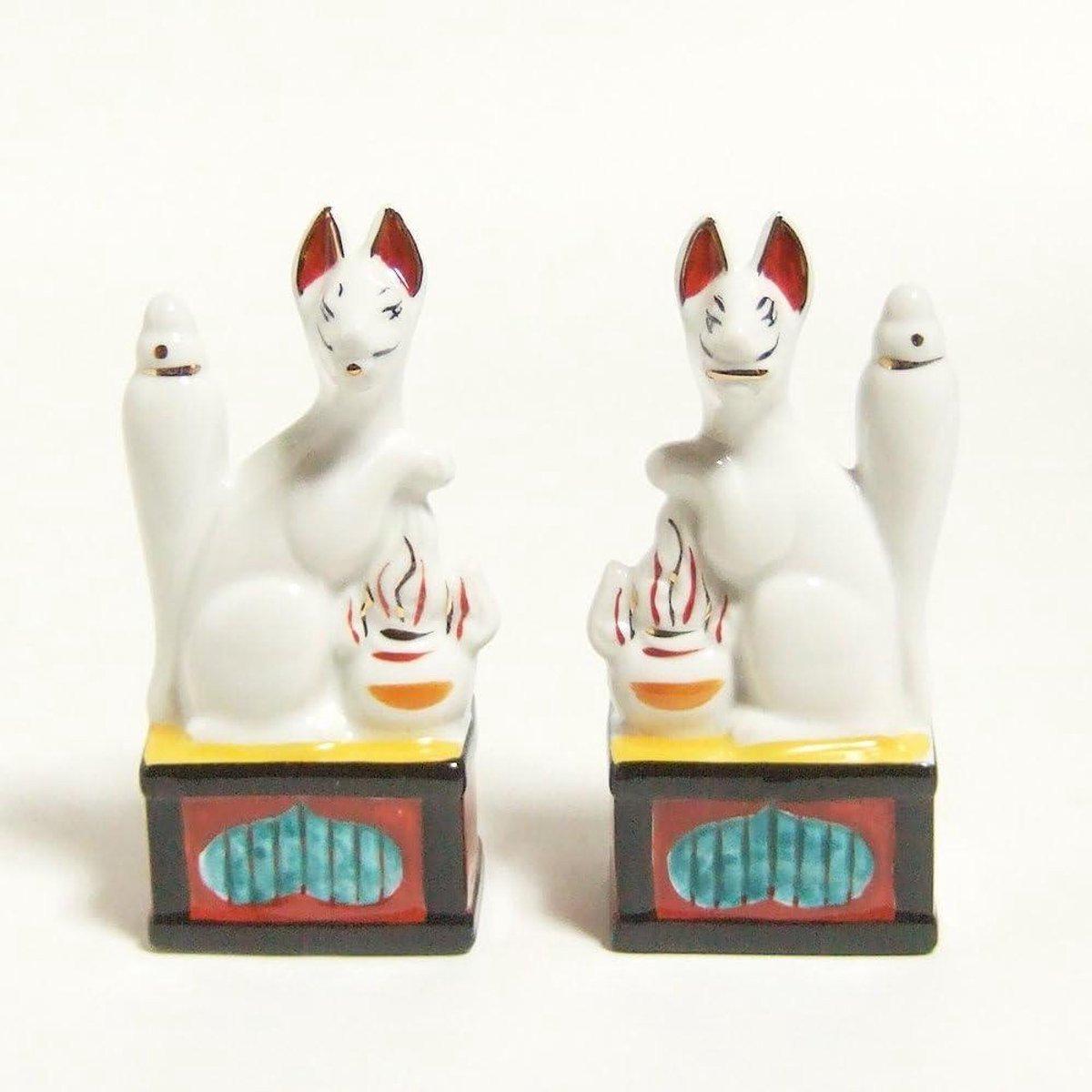Mini Inari Heiligdom Japanse Vos Beeldje voor Thuis Decoratie - Wit - Hoogte: 4.9 cm
