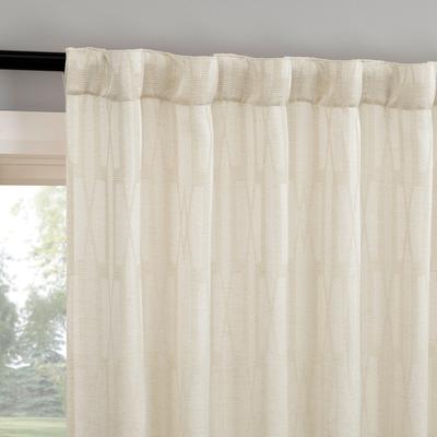 No. 918 Dover Tonal Geometric Semi-Sheer Back Tab 1-Piece Curtain Panel, Single Panel
