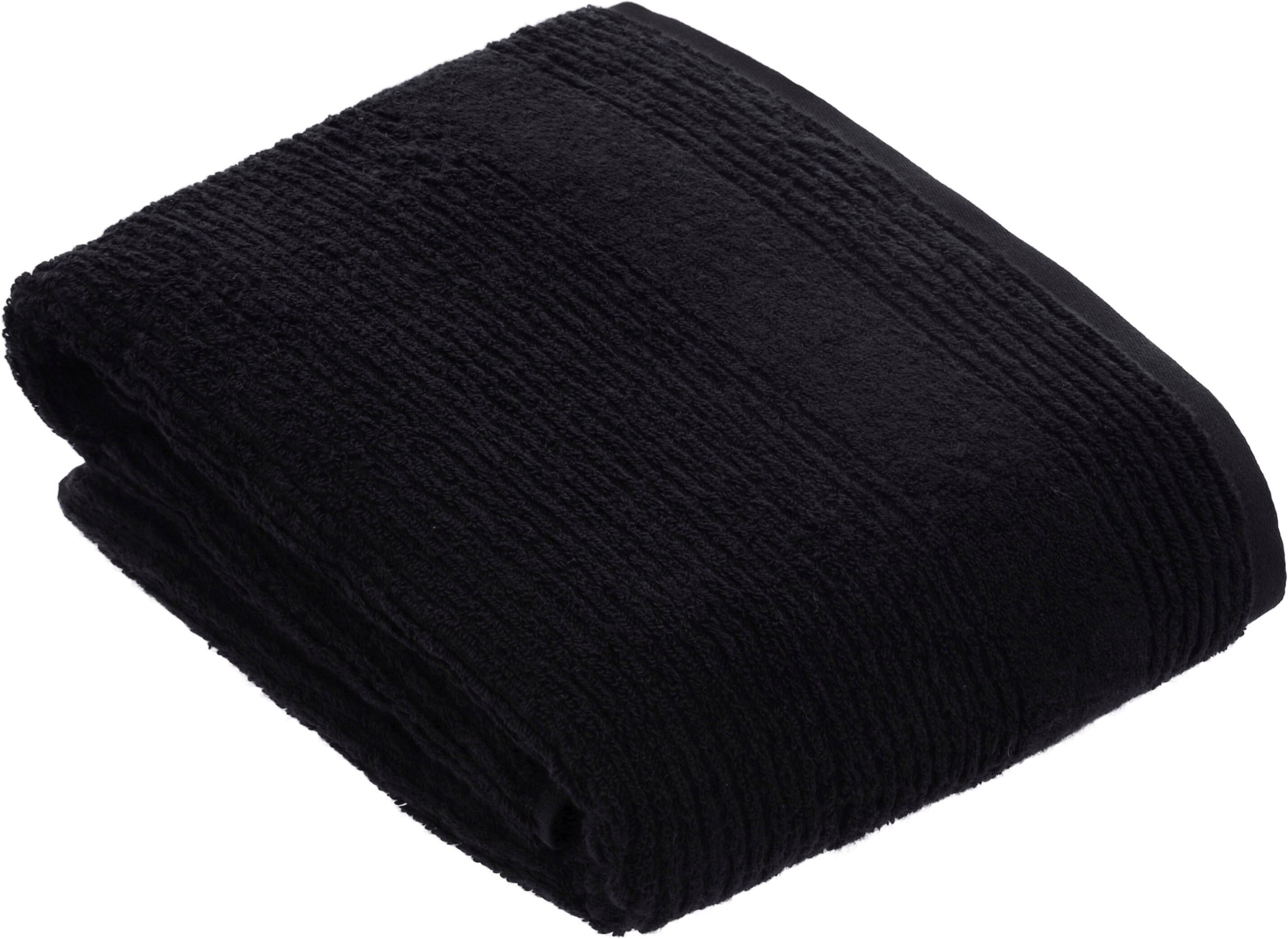 Badetuch VOSSEN "Tomorrow", schwarz, B:100cm L:150cm, Webfrottier, Baumwolle, Handtücher, Badetuch schwarz B/L: 100cmx150cm, 1 Stk., Webfrottier