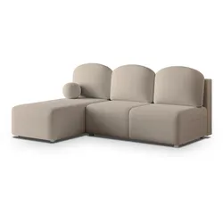 ECKSOFA TRAMA Beige Boucle-Stoff mit Schlaffunktion