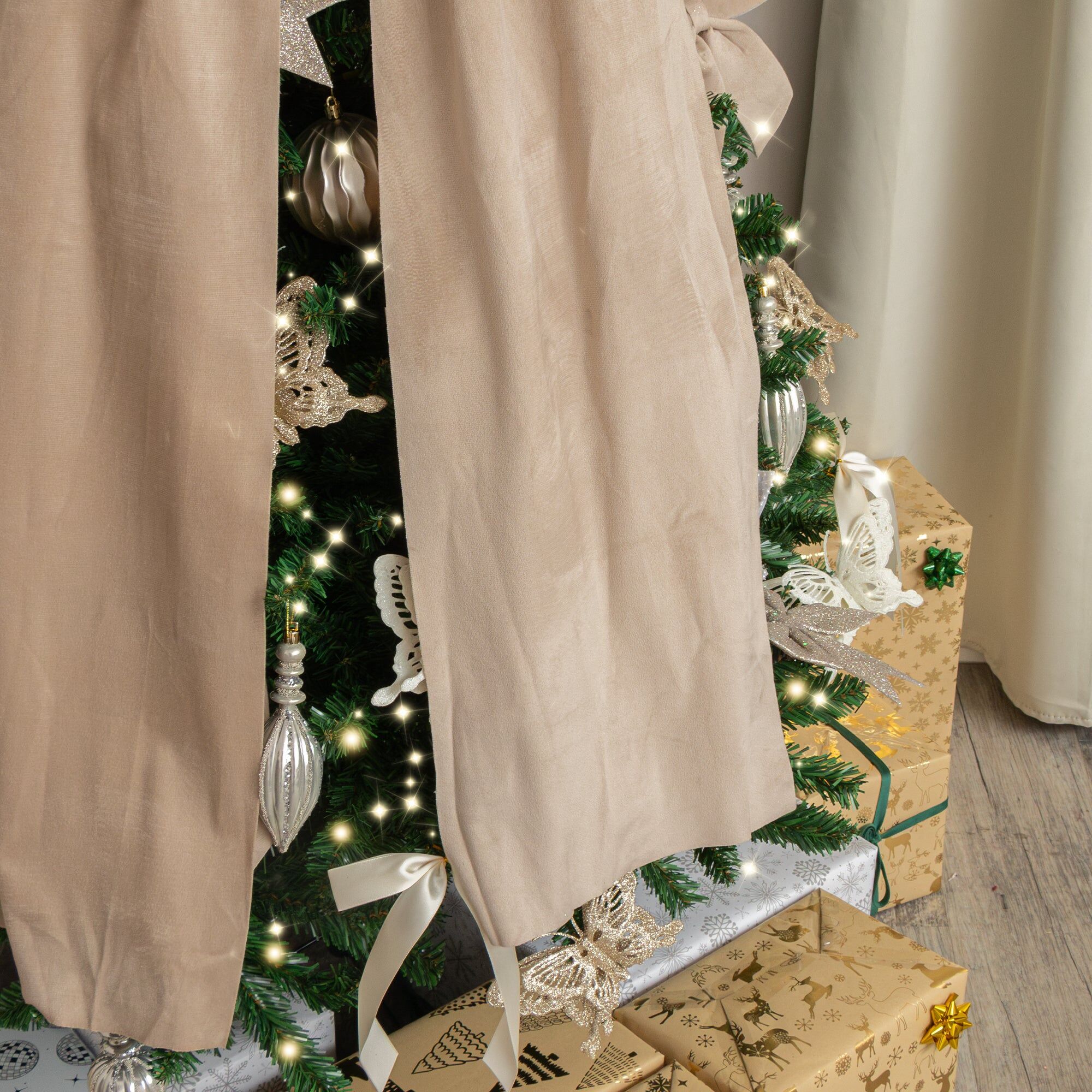 Extra Large Taupe Velvet Christmas Bow - 70cm x 140cm Fabric, Velvet, Wire