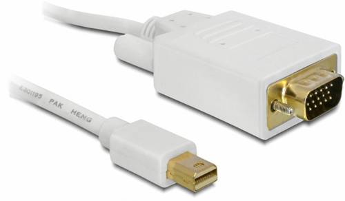 Delock Mini-DisplayPort / VGA Anschlusskabel Mini DisplayPort Stecker, VGA 15pol. Stecker 3m Weiß 82922 vergoldete Steckkontakte