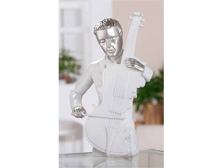 Dekofigur GILDE Figur Musiker , weiss (weiß), B:21cm H:31cm T:10,5cm, Kunstharz, Dekofiguren, Dekofigur