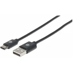MANHATTAN Hi-Speed USB-C Anschlusskabel USB 2.0 Typ-A-Stecker - Typ-C-Stecker 480Mbps 1m schwarz