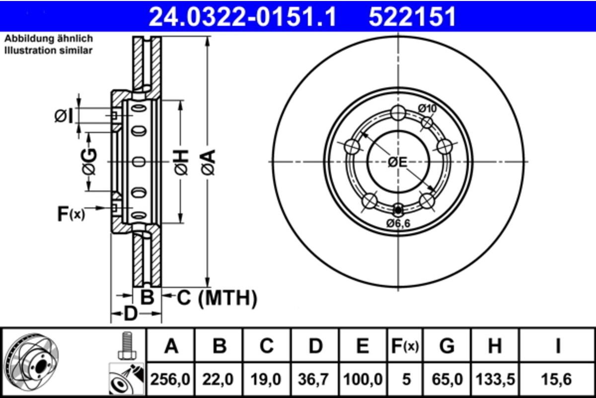 Bremsscheibe ATE Power Disc 24.0322-0151.1, 1 Stück