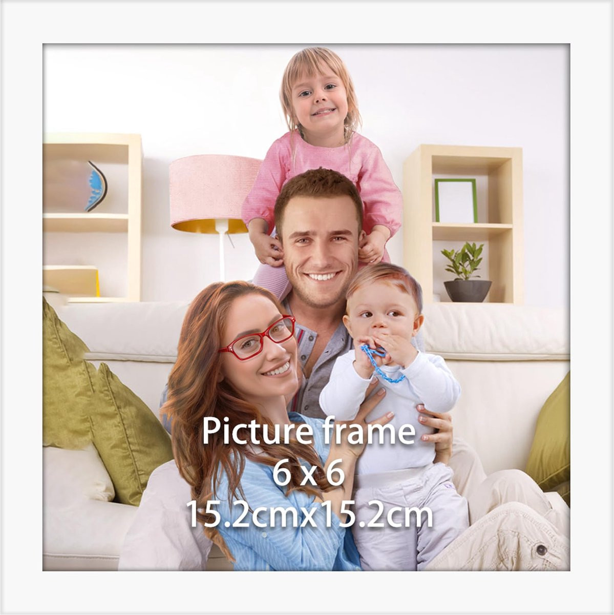 Moderne Witte Fotolijst 15x15 cm voor Vierkante Foto's - Wand- en Tafelstandaard