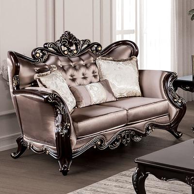 Furniture of America Cintel Traditional Velvet Tufted Wingback Loveseat