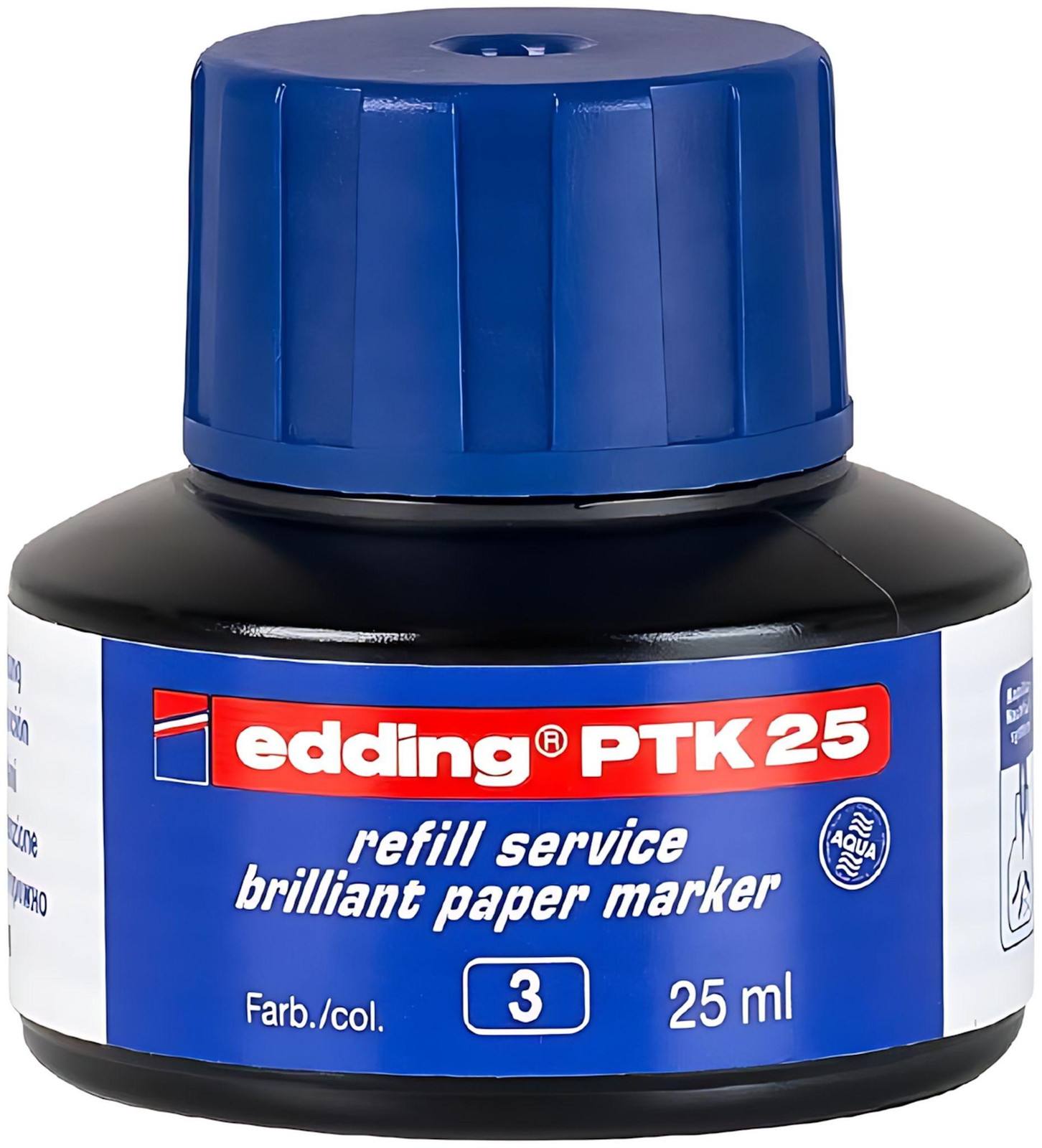 Edding PTK 25 helderblauwe navulinkt voor papier 25 ml